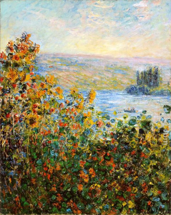 Flower Beds At Vetheuil painting - Claude Monet Flower Beds At Vetheuil art painting